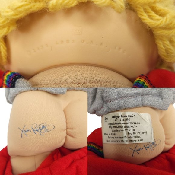 Vintage 1985 Cabbage Patch Kid Doll 15" Dimples Blonde Pigtails Tracksuit Coleco - Picture 10 of 12